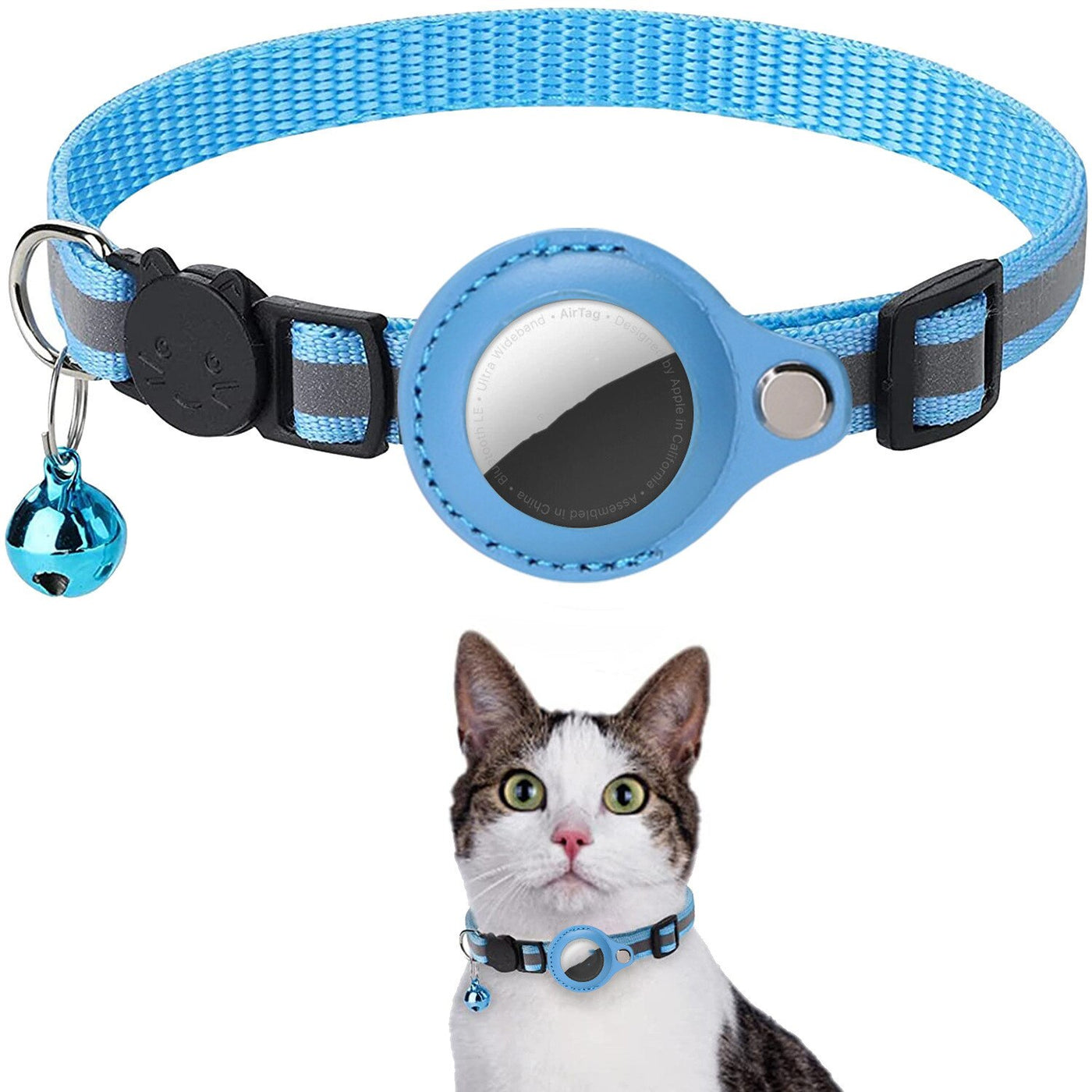 Adjustable Cat Collar w/ Protective AirTag (not included) Cover